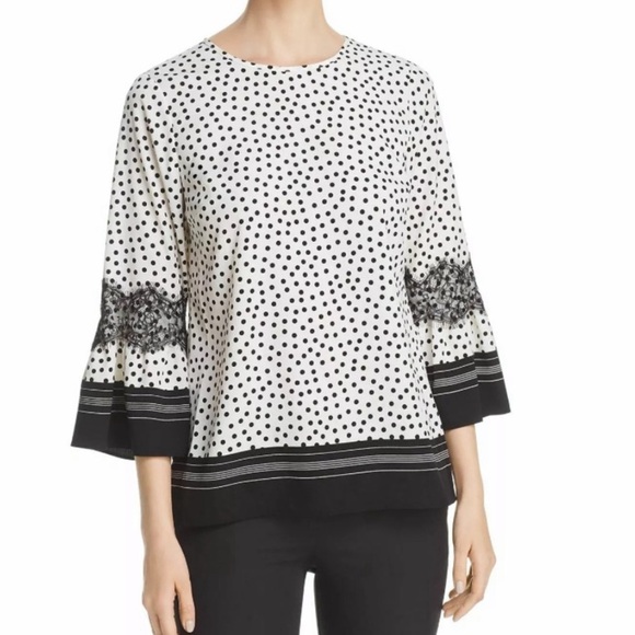 Karl Lagerfeld Tops - Karl Lagerfield Polka Dot Bell Sleeve Top